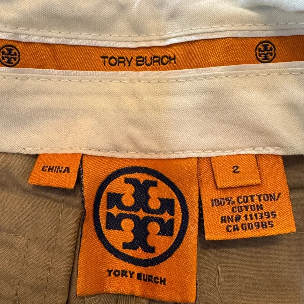Tory Burch Womens Straight Leg Crop Pant 2 Tan Khaki Cotton Twill Preppy Classic
